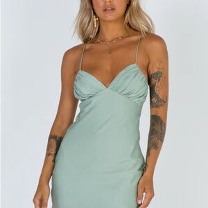 Princess Polly Green Spaghetti Strap Mini Dress